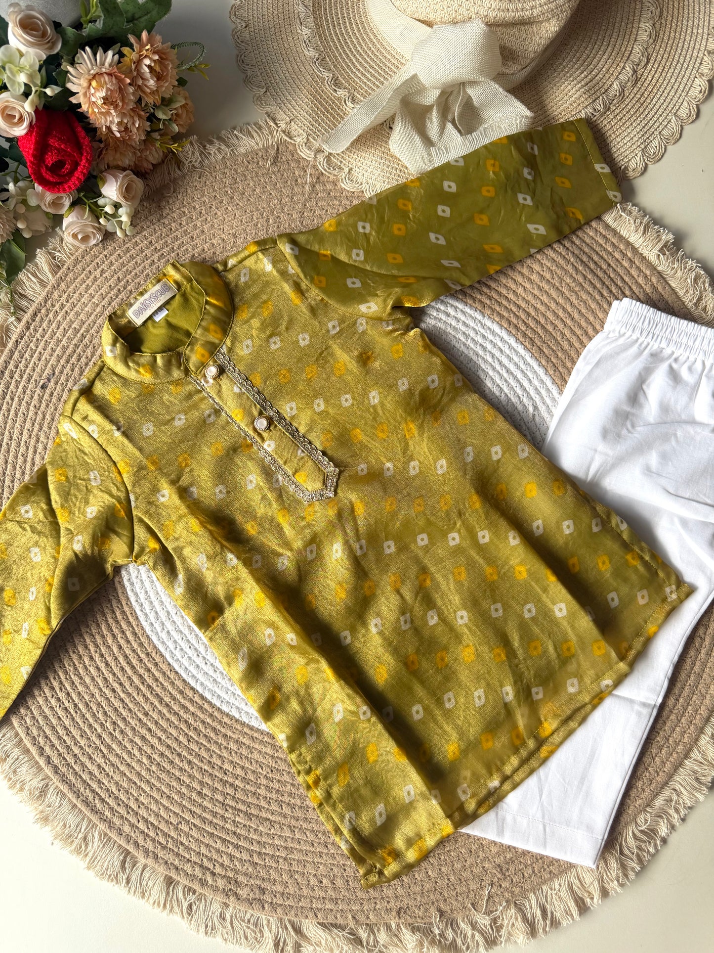 Bandhani Fendi Silk Kurta with Pant in 2 Colours