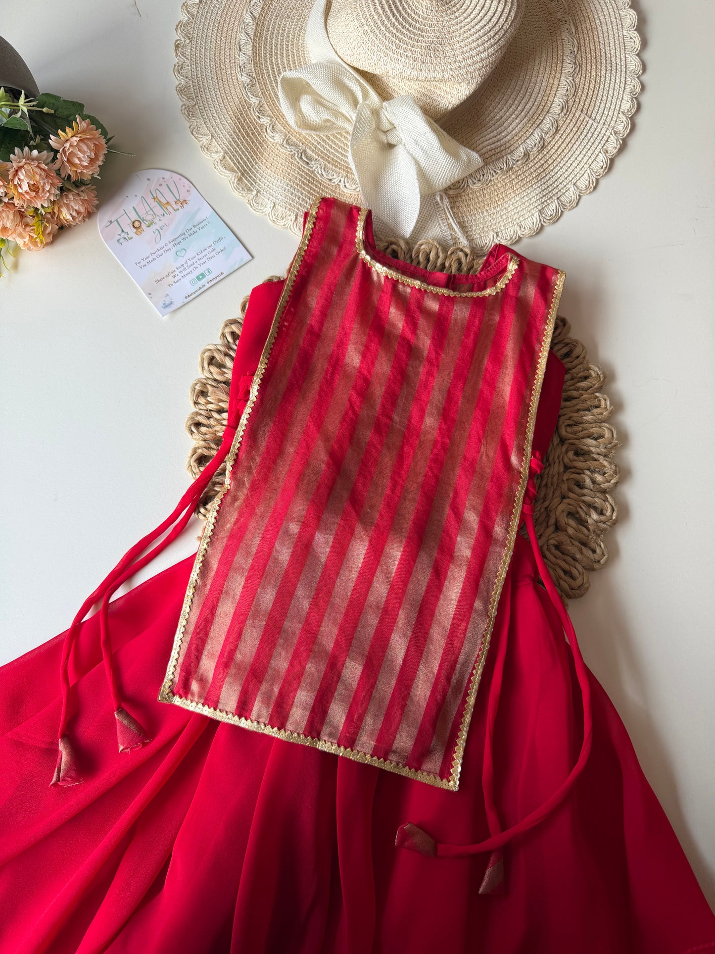 Striped 3 Pc Set with Inner & Flowy Skirt