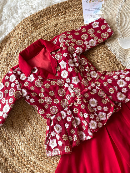 Embroidery Thread Work Peplum Co-ord Set