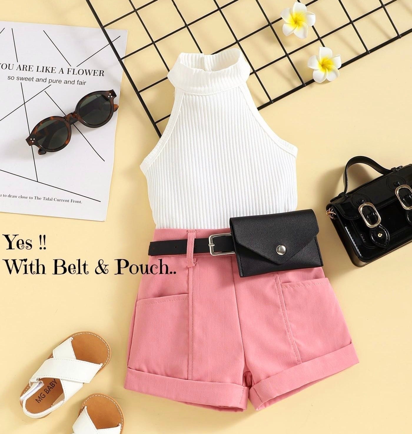 White Co-Ord Set With Pouch