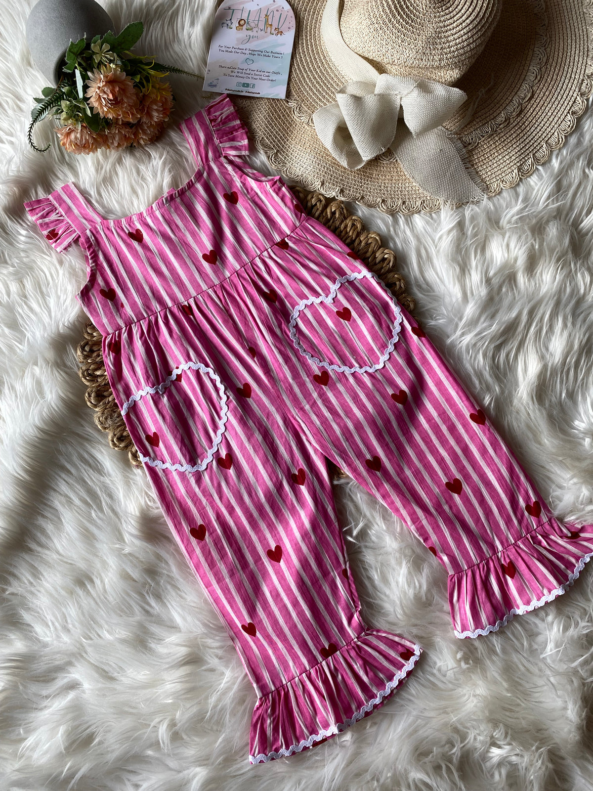 Cotton Heart Frill Jumpsuit in 2 Colours