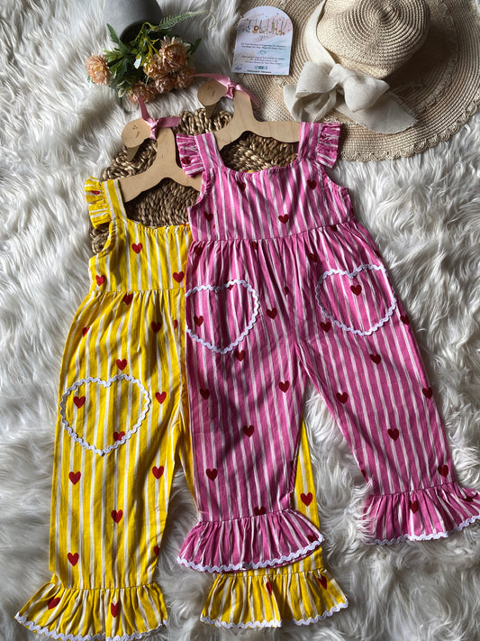 Cotton Heart Frill Jumpsuit in 2 Colours