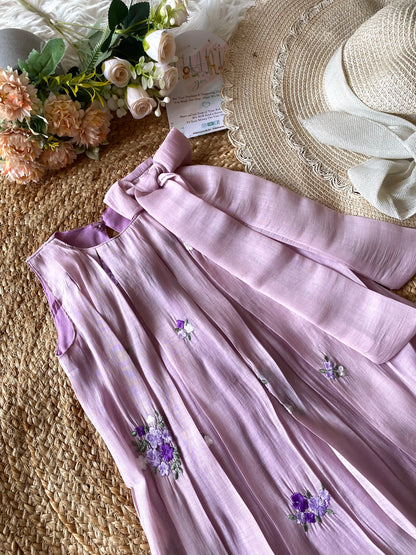 Mul cotton Pleated Bow Frock