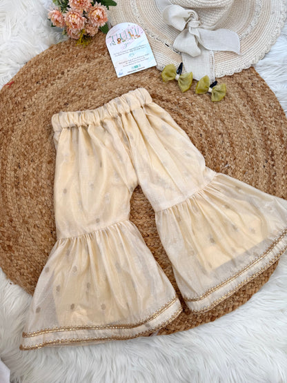 Designer Front Open Butti Top with Sharara Pants