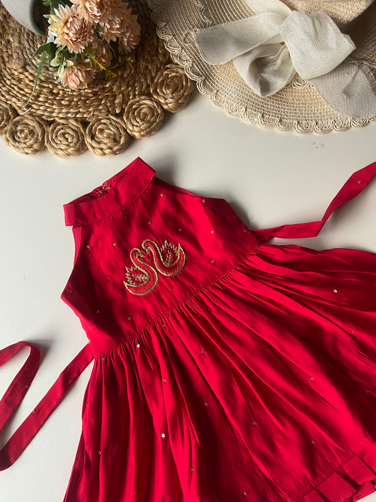 Banarasi Cotton Silk Handwork Frill Frock