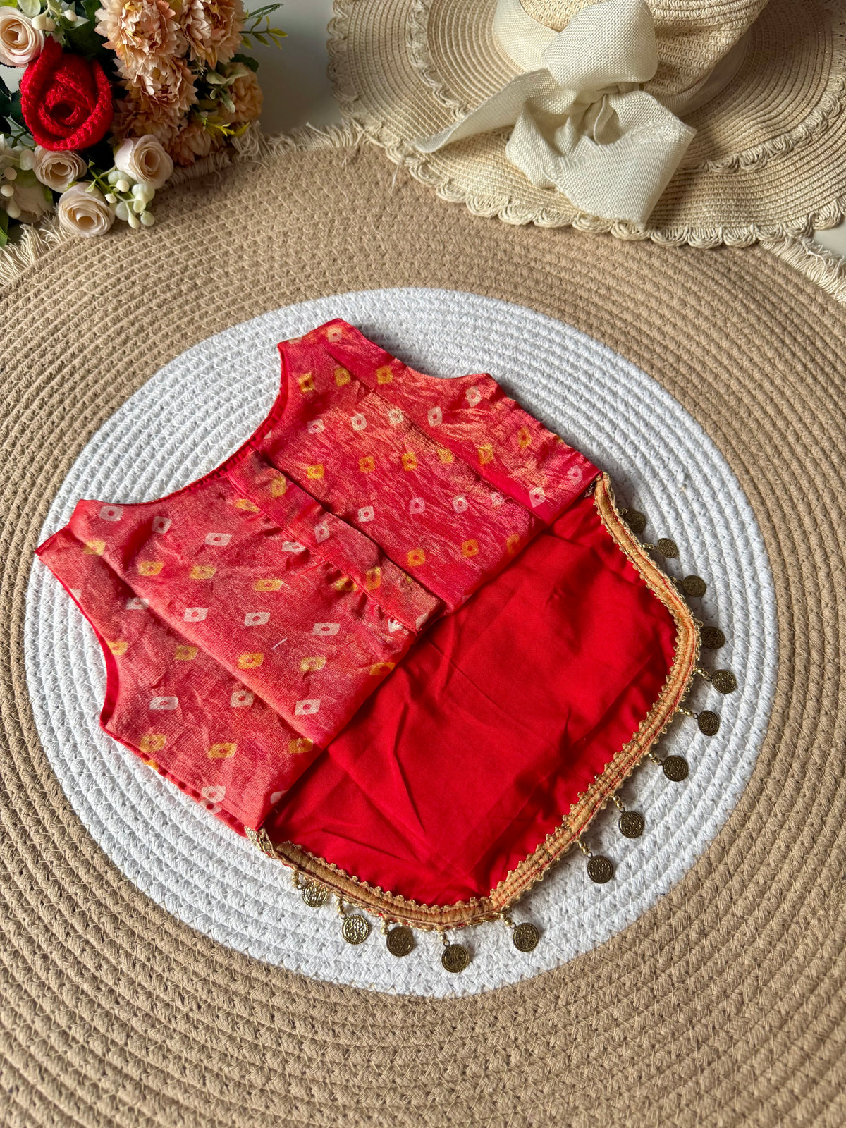 Bandhani Ghungroo Coin Top with Palazzo in 2 Colours