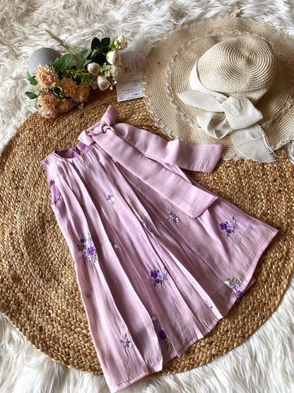 Mul cotton Pleated Bow Frock