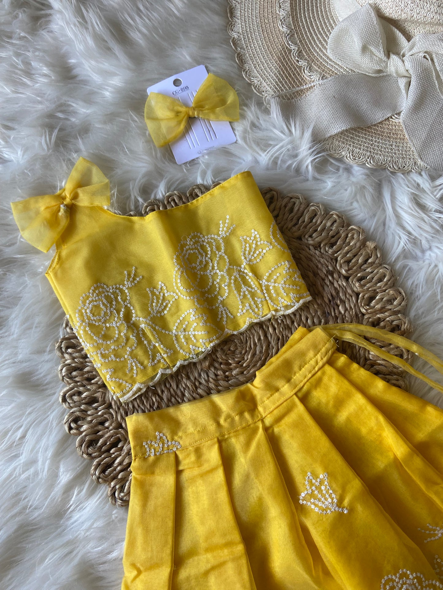 Floral Thread Work Bow Lehenga