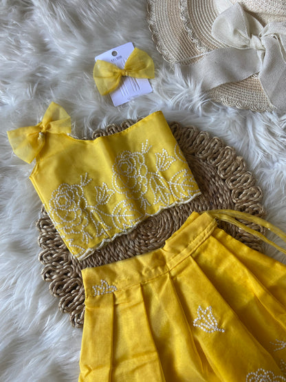 Floral Thread Work Bow Lehenga