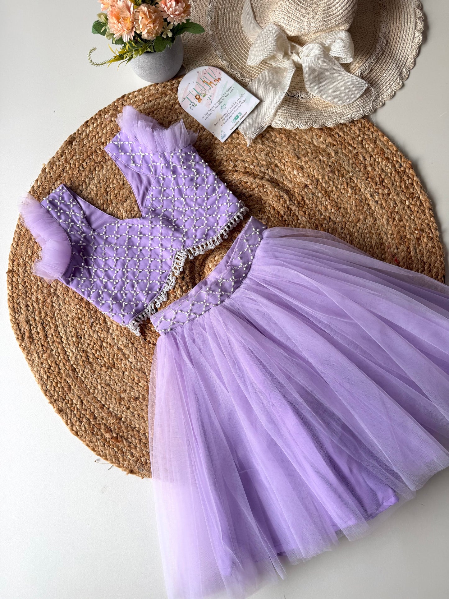 Pearl Beads Layered Net Lehenga