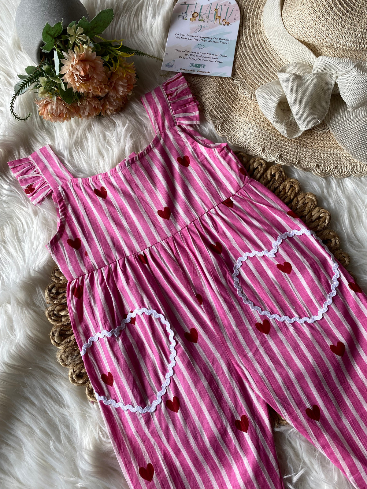 Cotton Heart Frill Jumpsuit in 2 Colours
