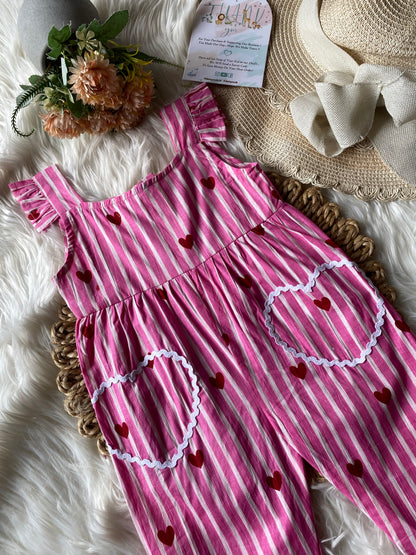 Cotton Heart Frill Jumpsuit in 2 Colours
