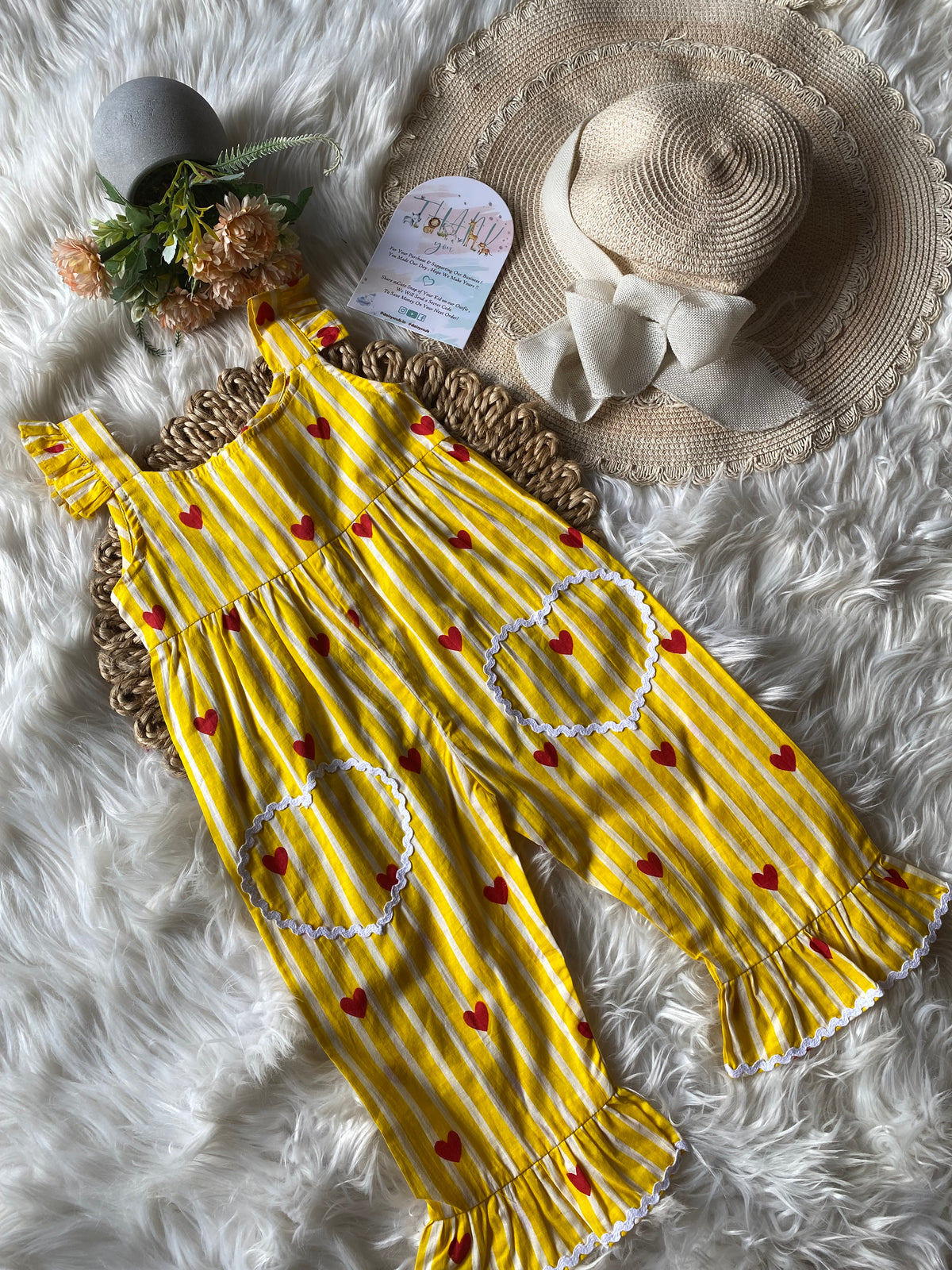 Cotton Heart Frill Jumpsuit in 2 Colours