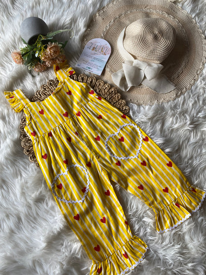 Cotton Heart Frill Jumpsuit in 2 Colours