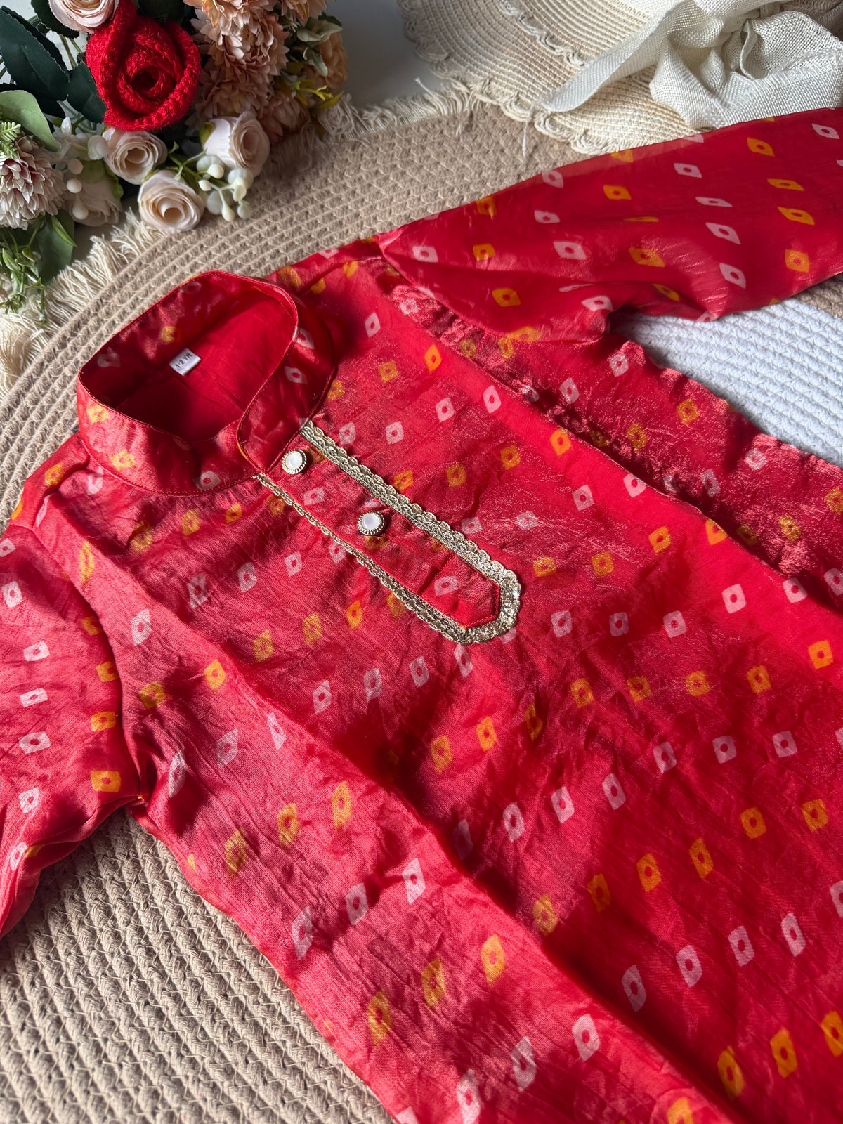 Bandhani Fendi Silk Kurta with Pant in 2 Colours