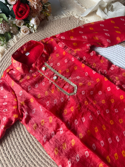 Bandhani Fendi Silk Kurta with Pant in 2 Colours