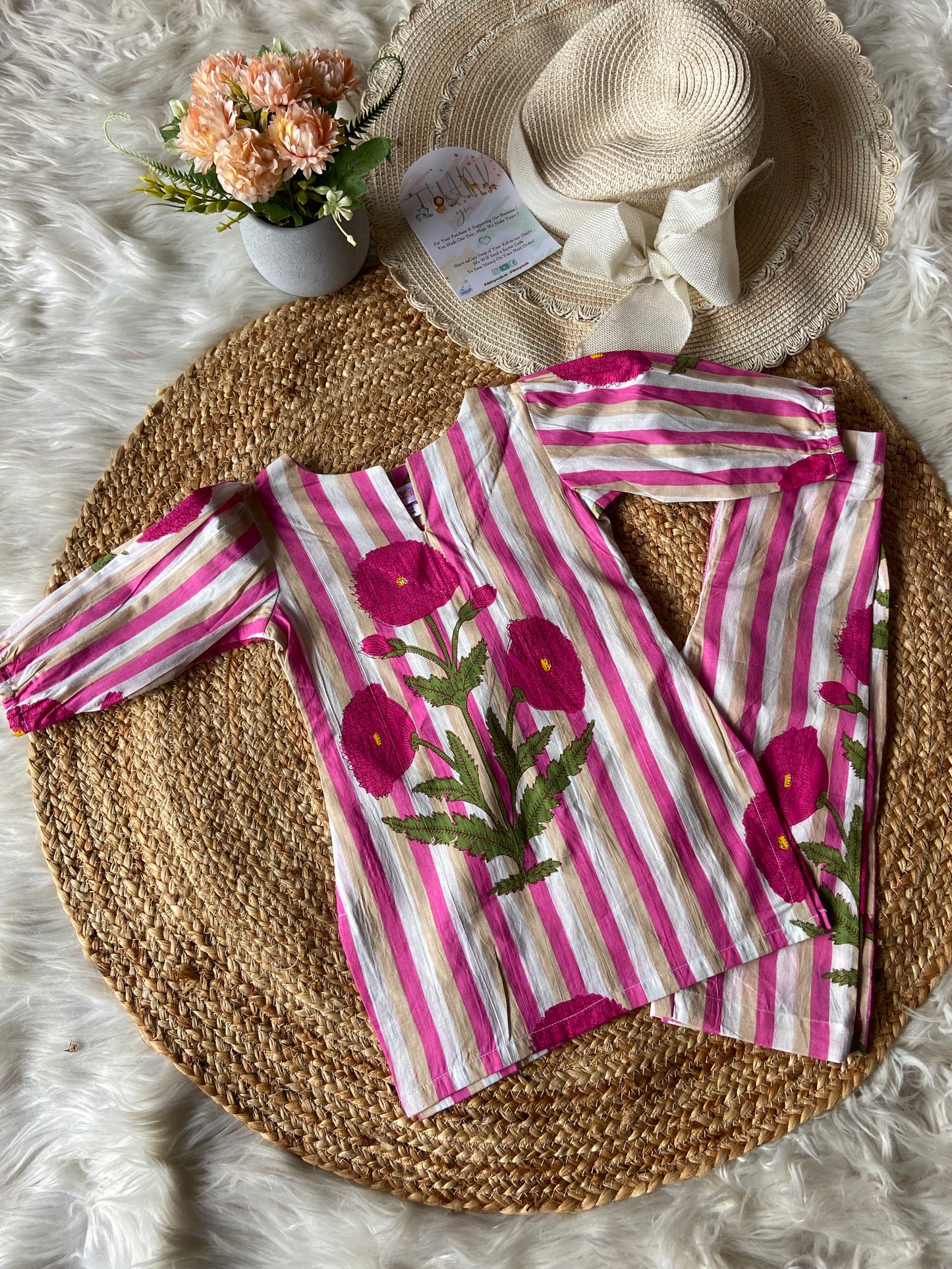 Kids Pure Cotton Floral Kurti Sets