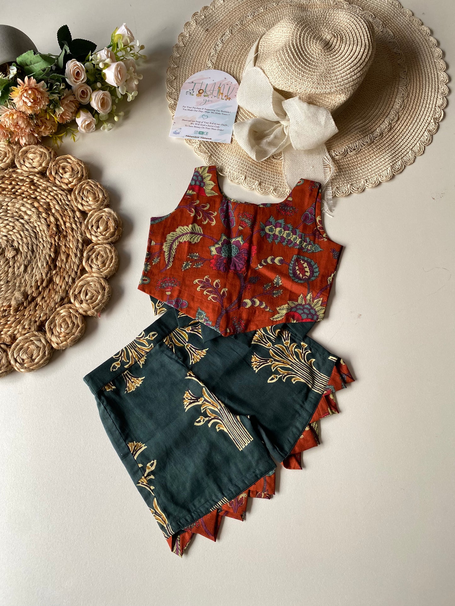 Ajrakh Maroon combo Pure Cotton Coord set