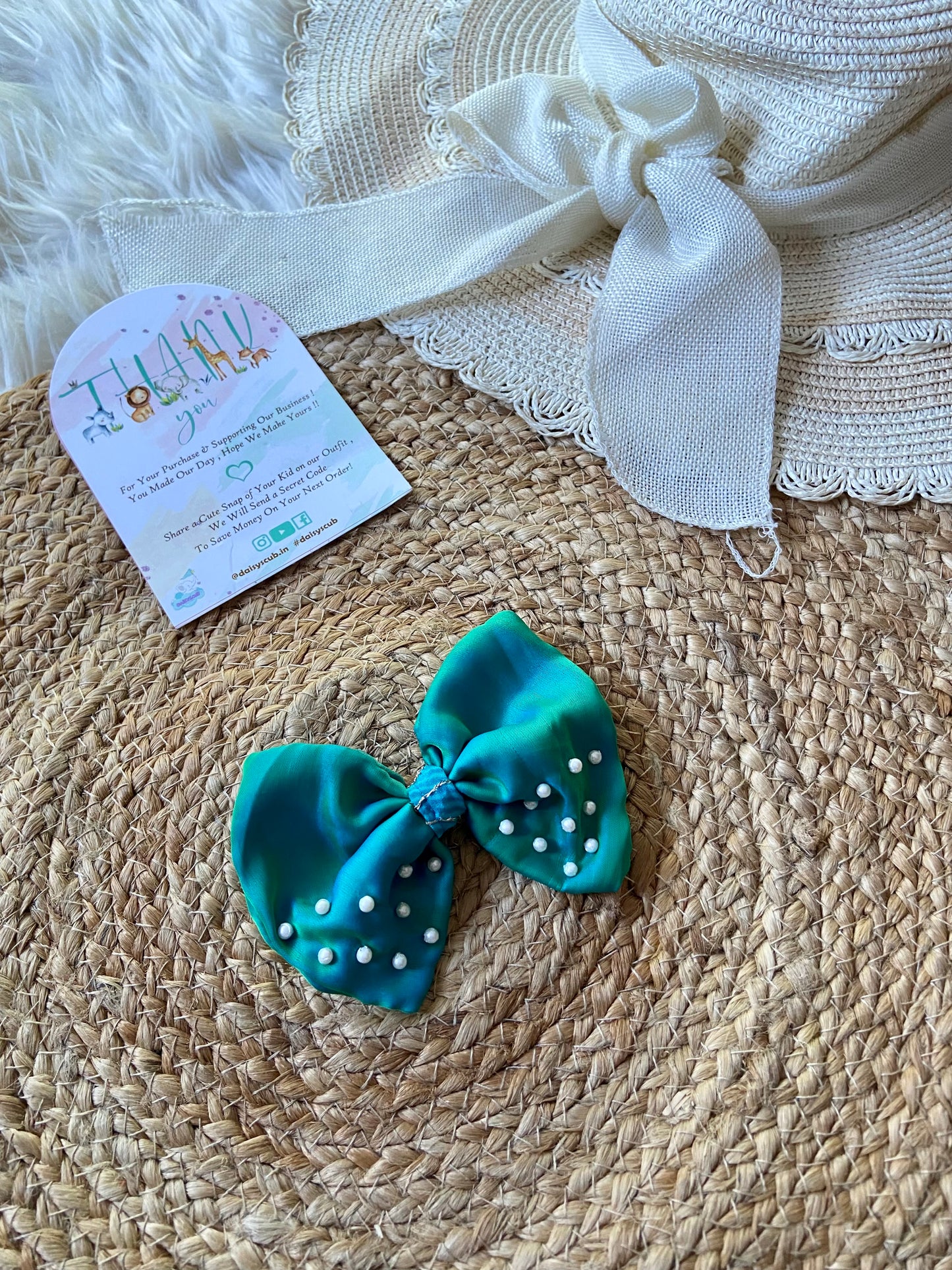 Malai Silk Pearl Work Bow