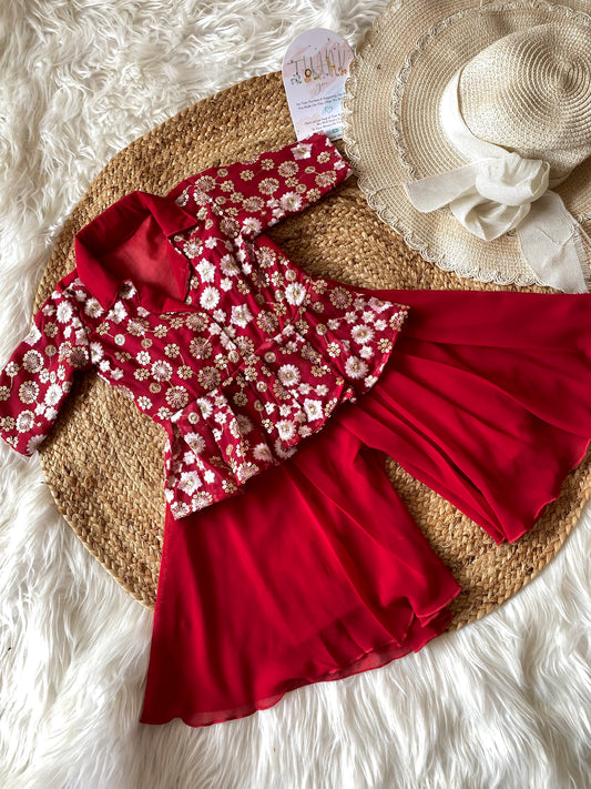 Embroidery Thread Work Peplum Co-ord Set