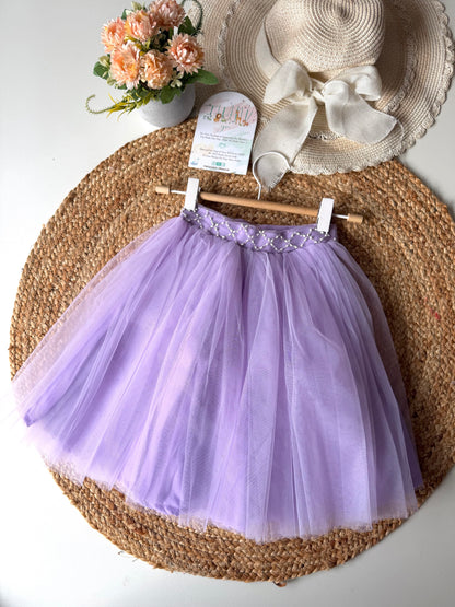 Pearl Beads Layered Net Lehenga