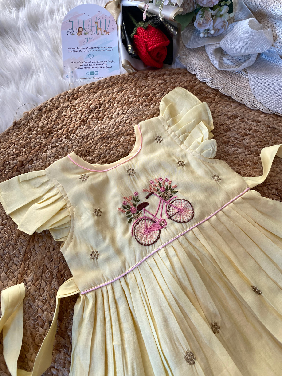 Pure Banarasi Cotton Silk Thread Handwork Frill Frock - Cycle