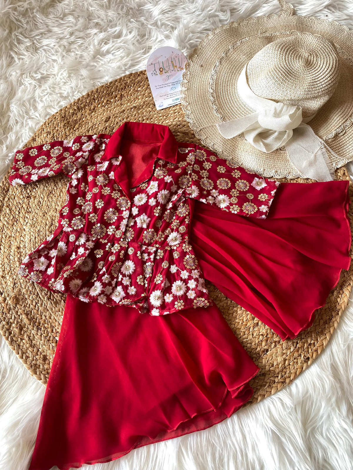 Embroidery Thread Work Peplum Co-ord Set