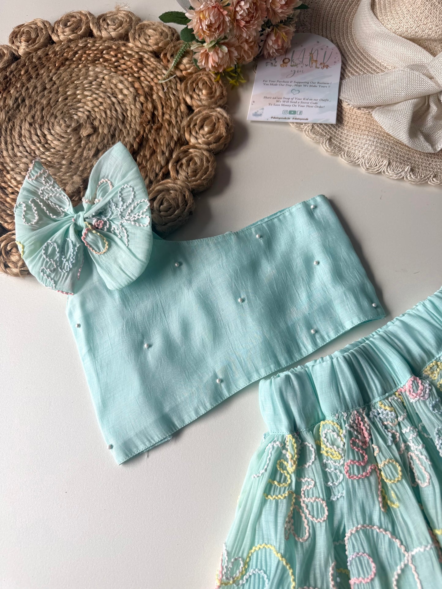 Mul Thread Bow Top with Half Skirt
