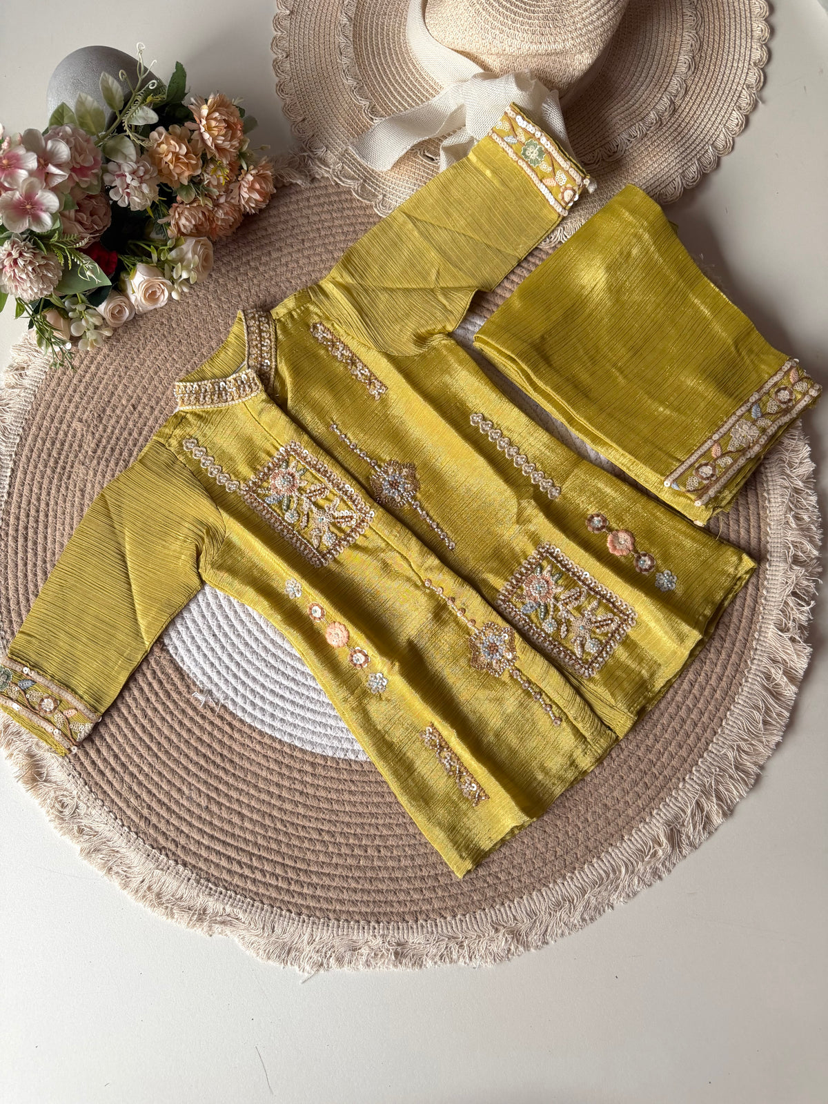 Sequin Zardosi Mehendi Green Coord Set