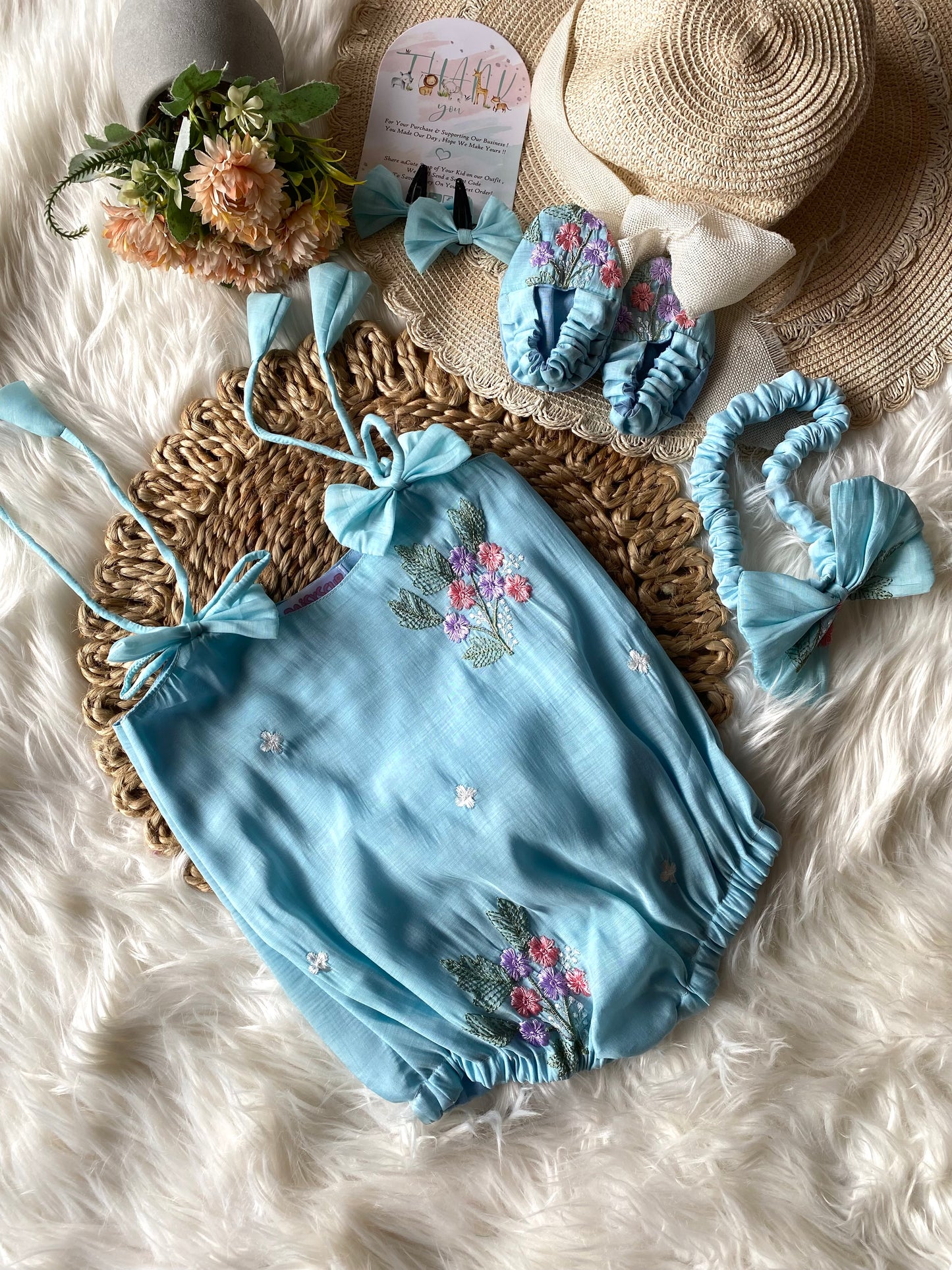 Soft Mul Cotton Skyblue Romper