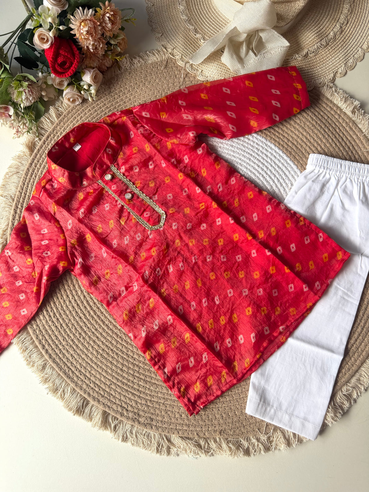 Bandhani Fendi Silk Kurta with Pant in 2 Colours