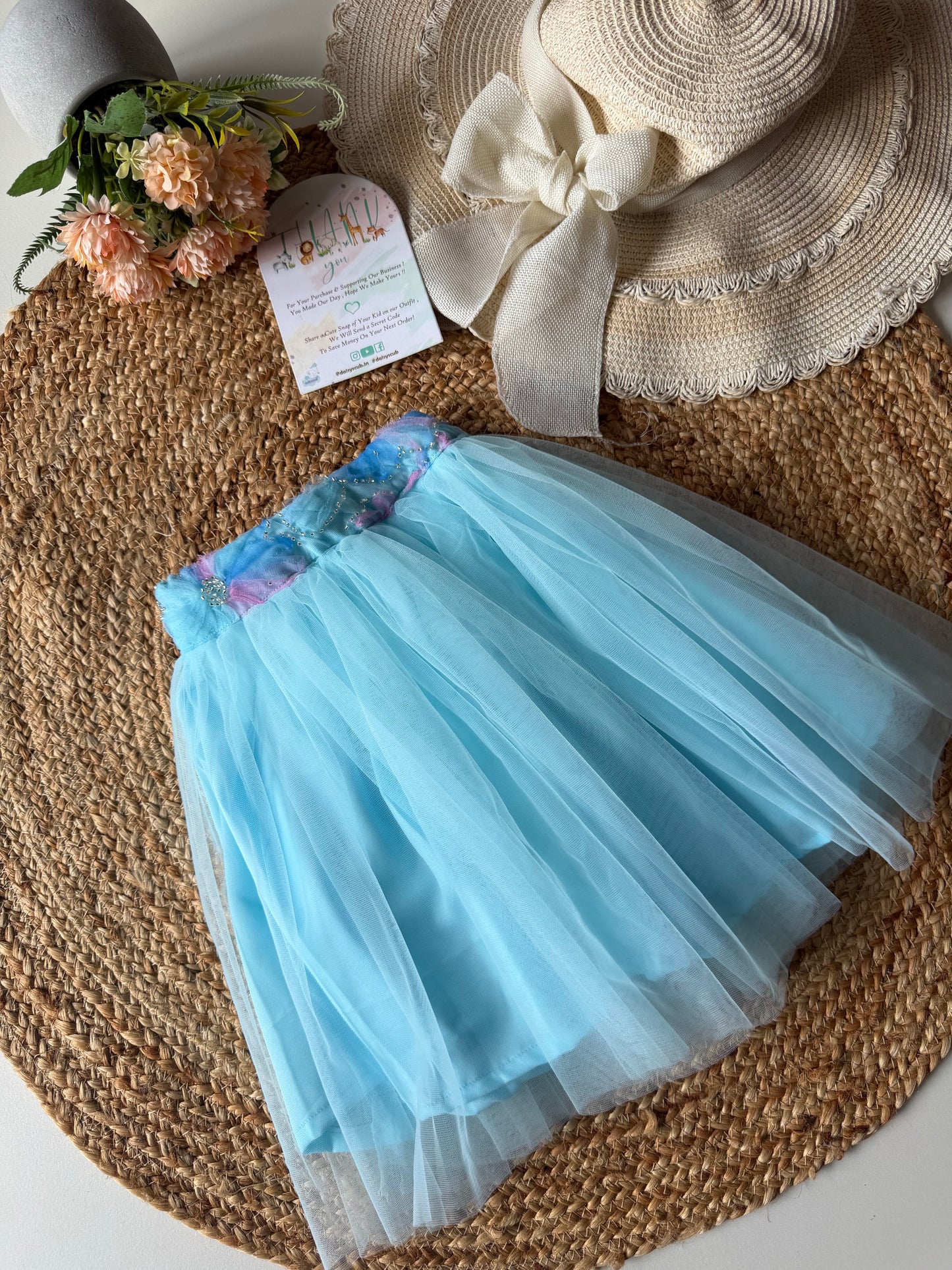Net Romper with Tulle Skirt
