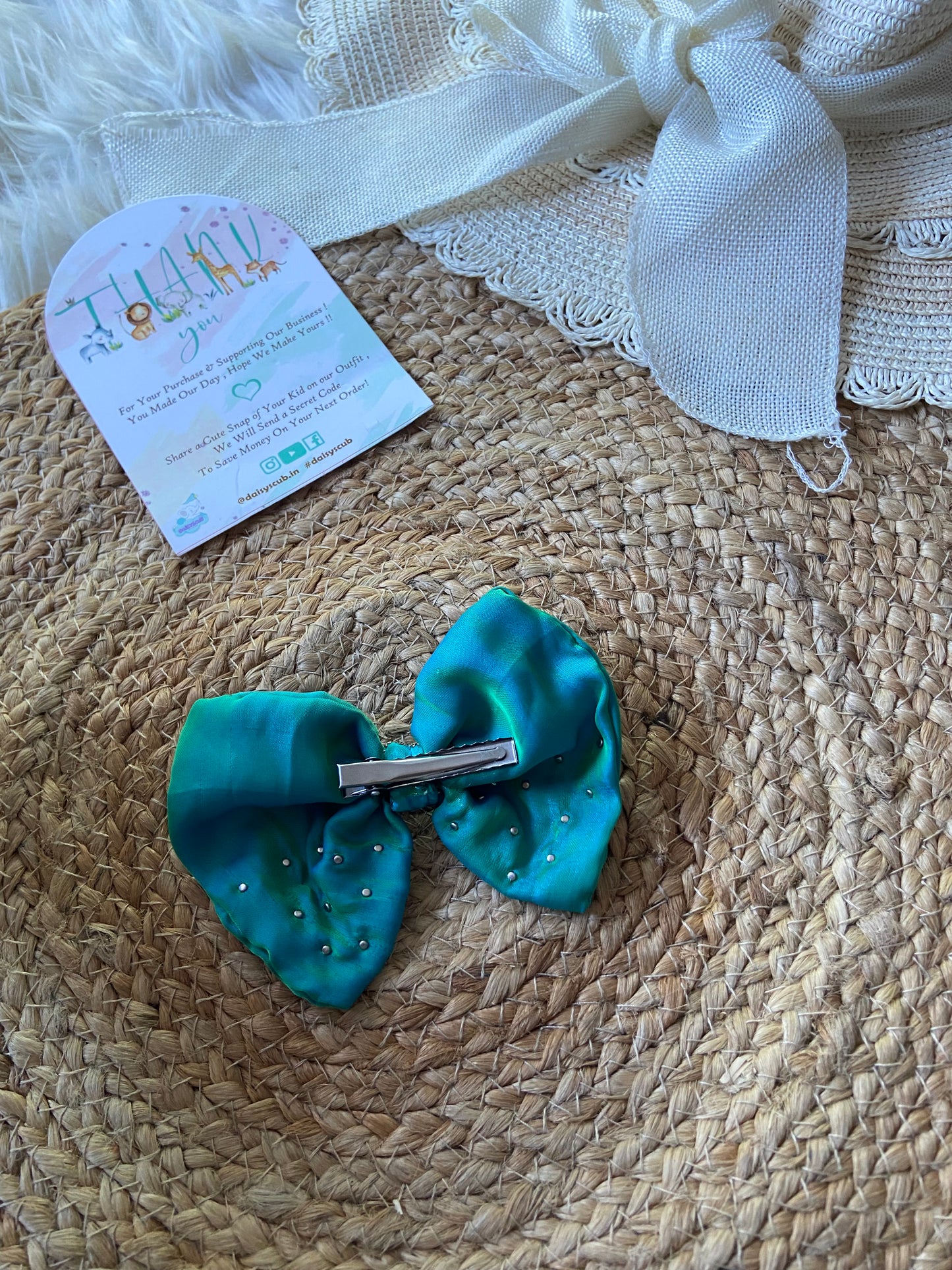 Malai Silk Pearl Work Bow