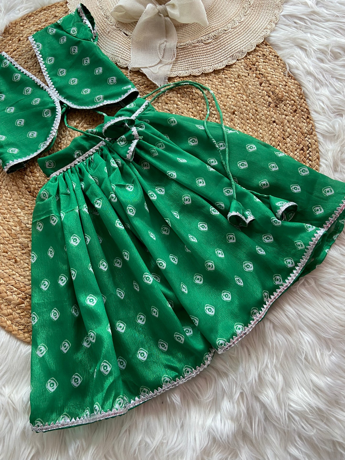 Green Polka Dot Lehenga set