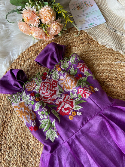 Organza Cutwork Flared Gown