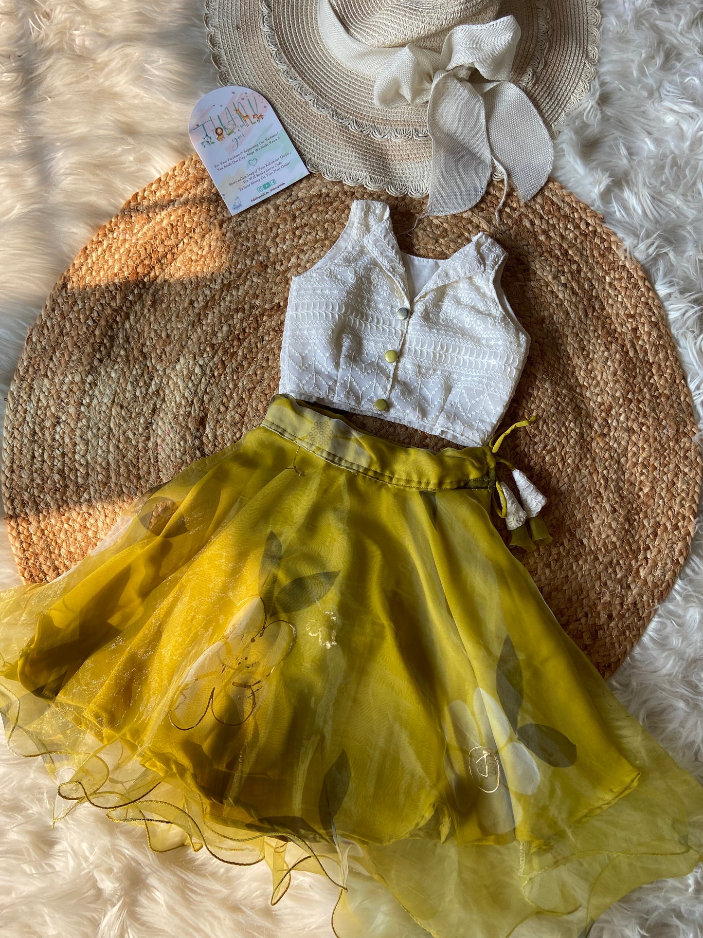 Designer Contrast White and Mehendi Green Lehenga Set