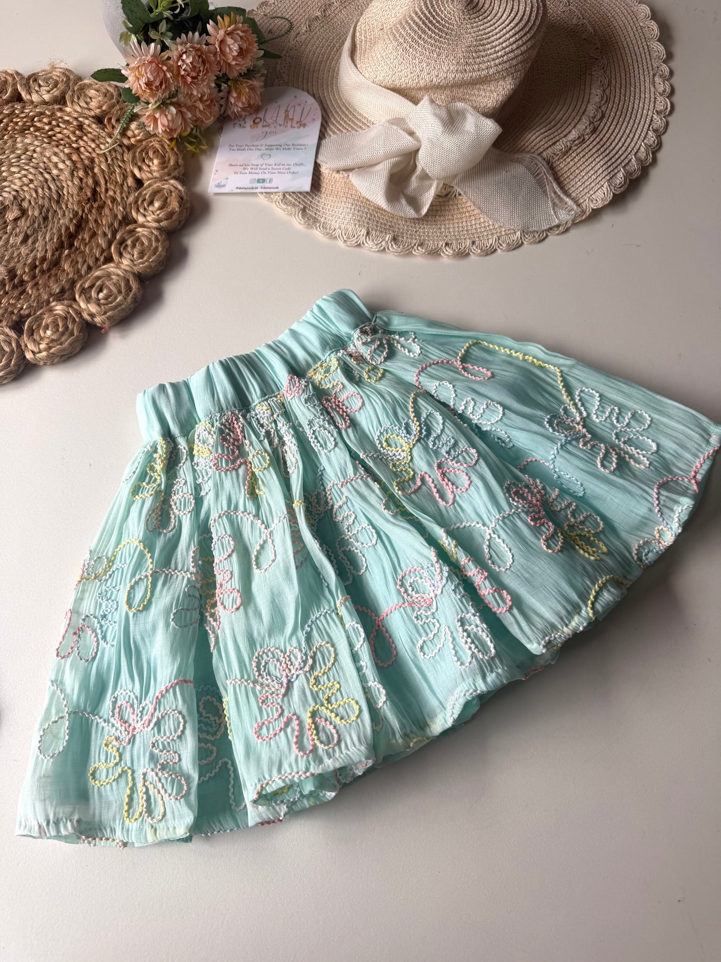 Mul Thread Bow Top with Half Skirt