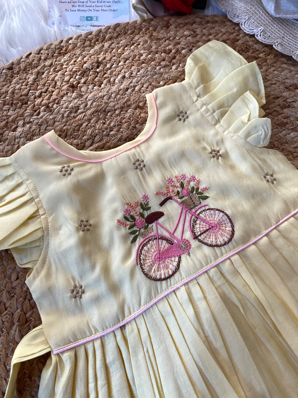 Pure Banarasi Cotton Silk Thread Handwork Frill Frock - Cycle