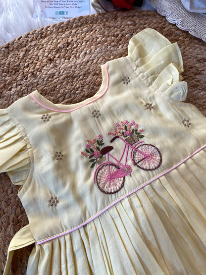 Pure Banarasi Cotton Silk Thread Handwork Frill Frock - Cycle