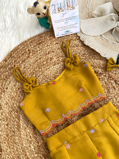 Mul Chanderi Mustard Coord set