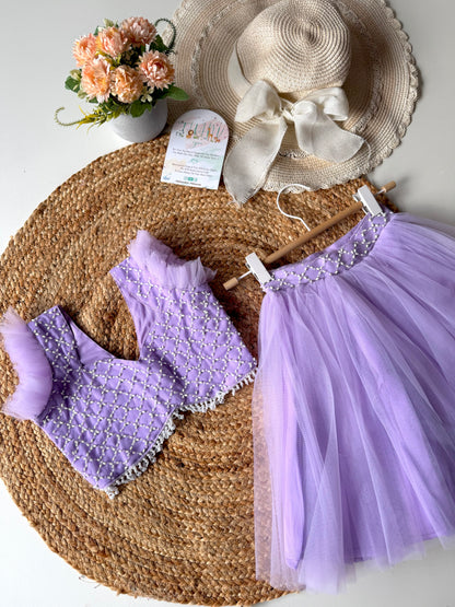 Pearl Beads Layered Net Lehenga