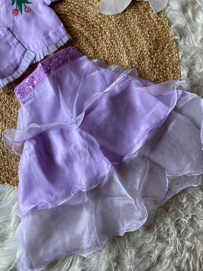 Hand Painted Organza Lehenga