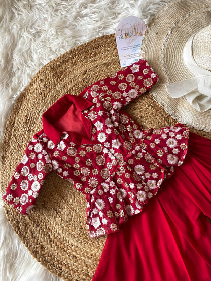 Embroidery Thread Work Peplum Co-ord Set