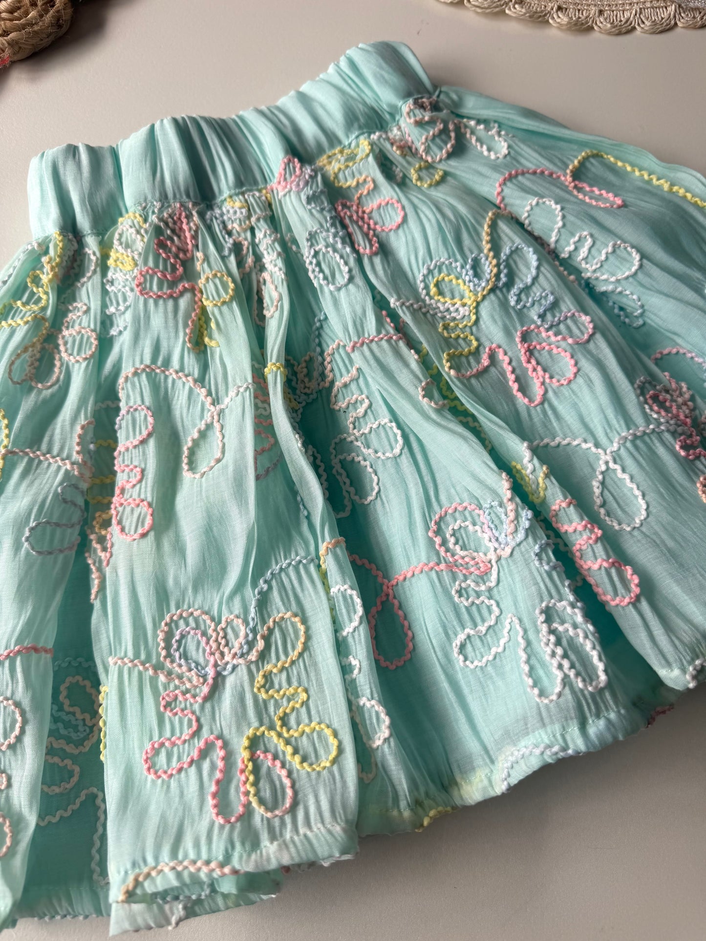 Mul Thread Bow Top with Half Skirt