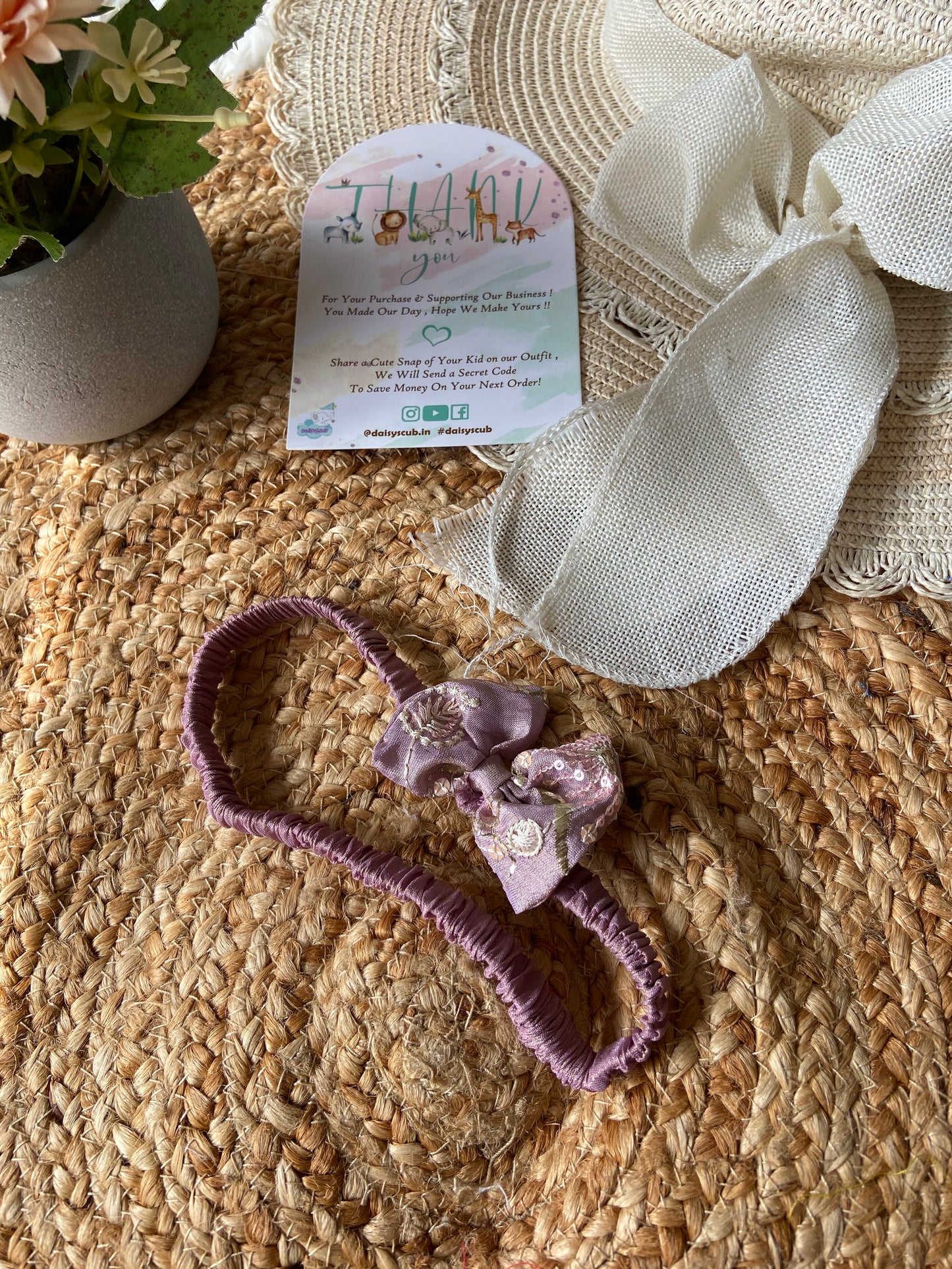 Organza Elastic Headband with Bow