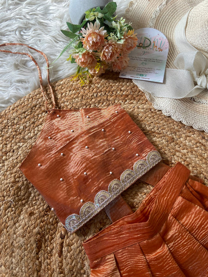 Halter Neck Tissue Pearl Lehenga