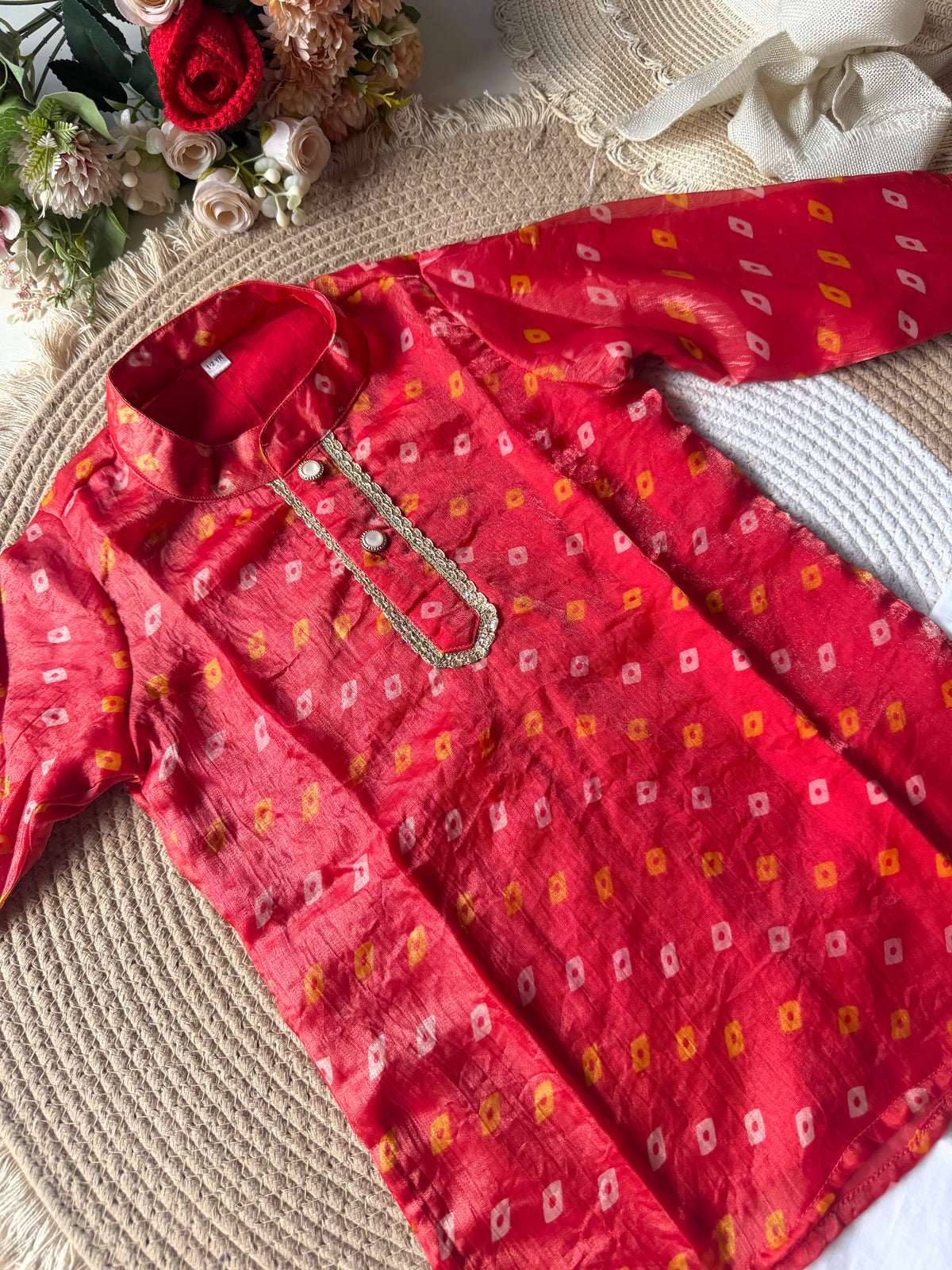 Bandhani Fendi Silk Kurta with Pant in 2 Colours