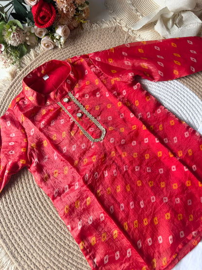 Bandhani Fendi Silk Kurta with Pant in 2 Colours