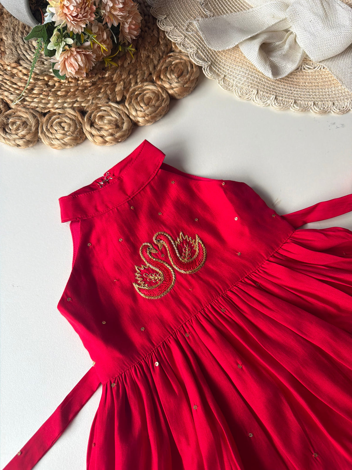 Banarasi Cotton Silk Handwork Frill Frock