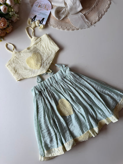 Soft Pastel Heart PatchTop with Short Skirt